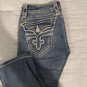 Rock Revival Blue Capri Jeans with Embroidered Pocket